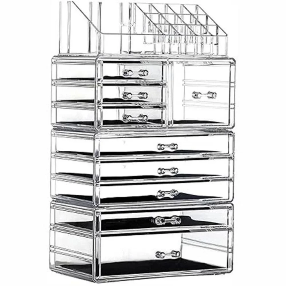 Clear Makeup Organizer Stackable 9 Drawer Vanity Storage for Skincare Jewelry